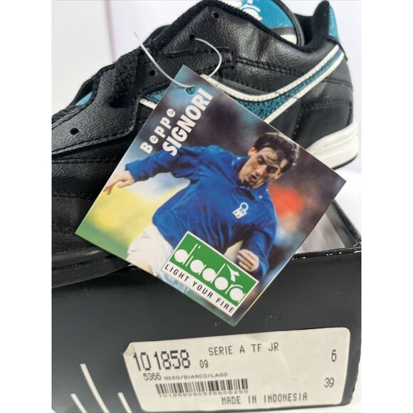 VTG Diadora Serie A Jr Sz 6 Soccer Cleats Shoes Beppe Signori Signature Edition - Picture 3 of 15